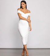Valeria Formal Off-The-Shoulder Crepe Midi Dress